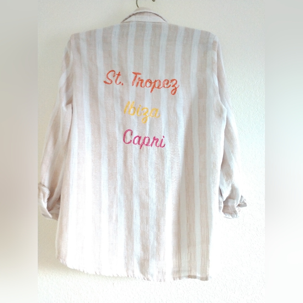 Heroes & Dreamers Women's Beach Coverup Shirt Lounge Relaxed Embroidered Large